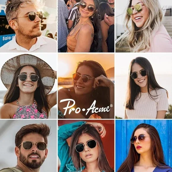 Square Sunglasses for Women Men UV400 Glass Lenses Stylish Hexagonal Frame - Picture 2 of 6